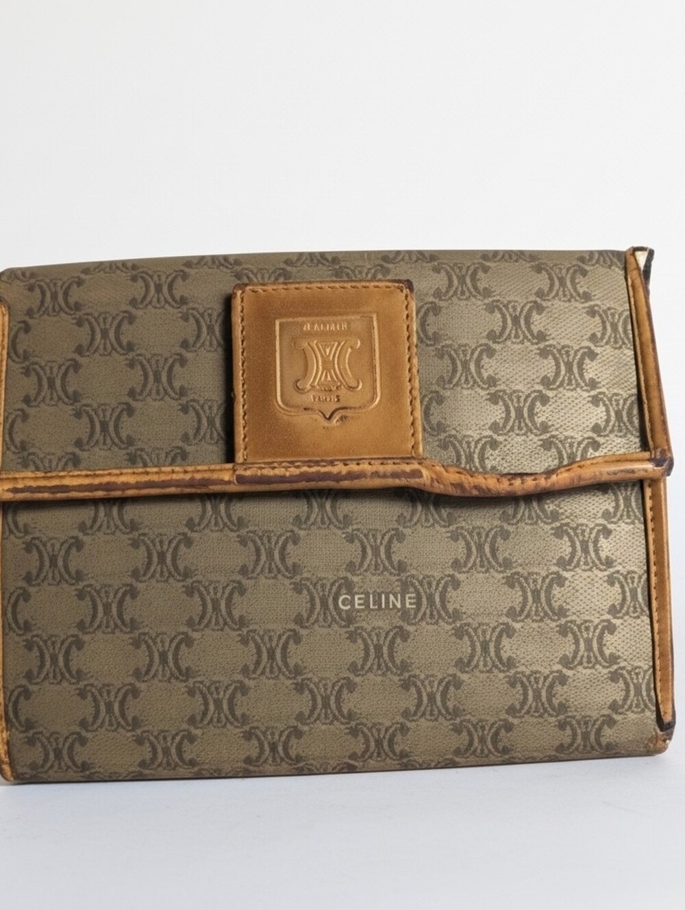 Celine Tan Monogram Canvas Trifold Wallet